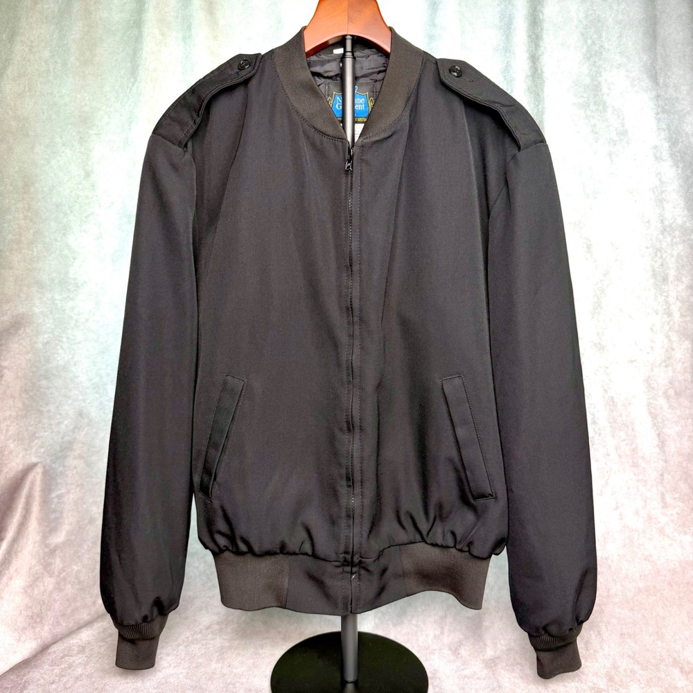 Neptune Garment Co Mens Bomber Jacket Black Wool Blend Thinsulate Size 44 Reg